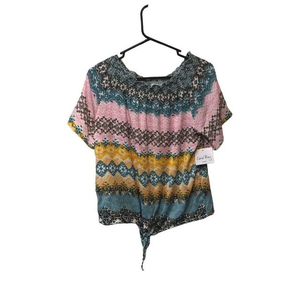 Coral Bay Petite Size Small (PS) Floral Tie Front Pastel Blouse - Picture 2 of 3